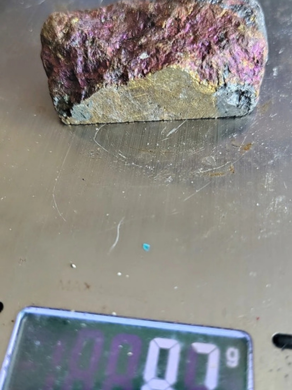 natural rough specimen of Chalcopyrite (Peacock Ore). Weighing 87 grams